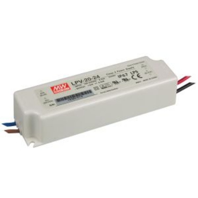 LED voeding 24VDC 20W IP67 incl. 30 cm kabel in/out
