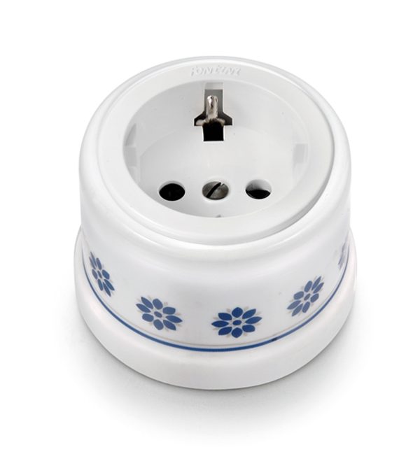 Fontini Socket with side earth contact Blue/silver decor 30.204.61.2