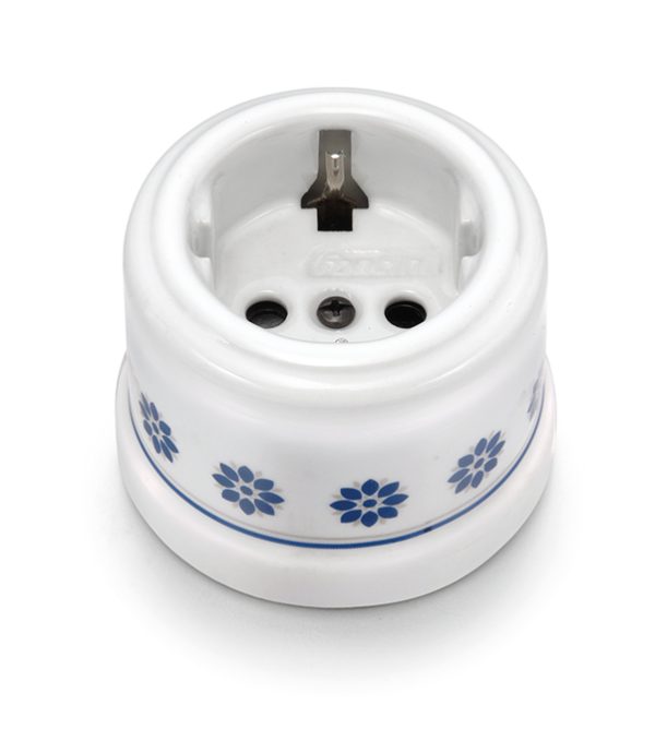 Fontini Socket with side earth contact Blue/silver decor 30.202.61.2