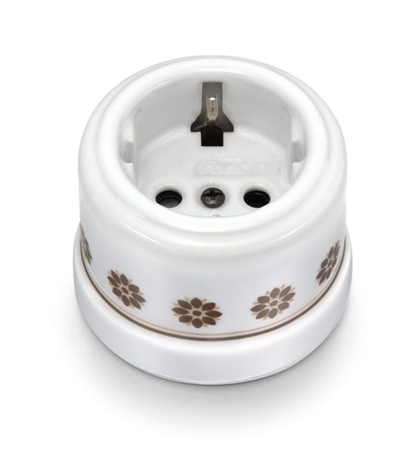 Fontini Socket with side earth contact Brown/gold decor 30.202.63.2