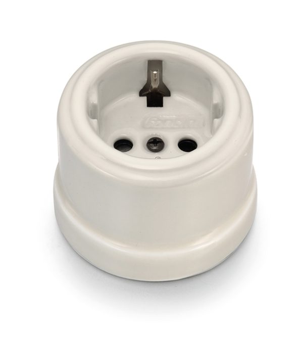 Fontini Socket with side earth contact Ecru (Cru) 30.202.88.2