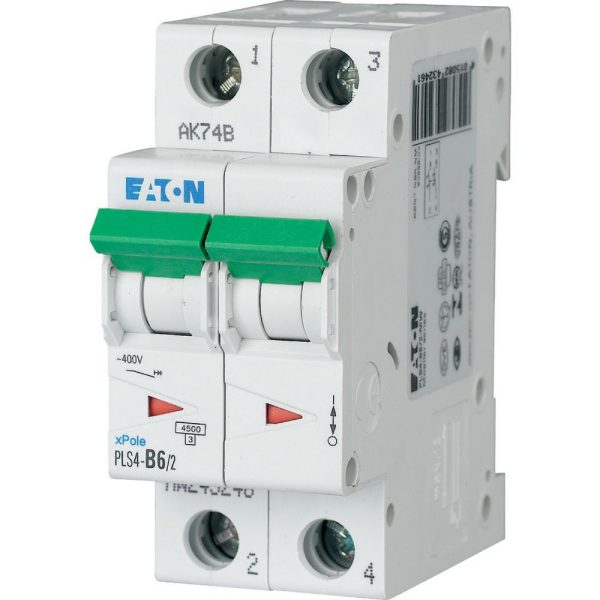 EATON - Installatieautomaat PLS4-C6/2-MW , C 6A , 2 Polig , 4,5 kA - 243272