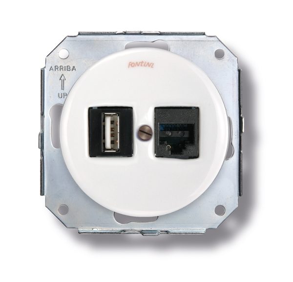 Fontini Garby Colonial (inbouw) Dubbele aansluiting USB A + RJ45 Cat.6 31.719.17.2