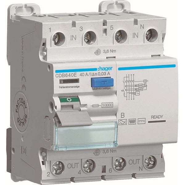 HAGER - Aardlekschakelaar 4P 40A 30mA type B SKR - CDB640E