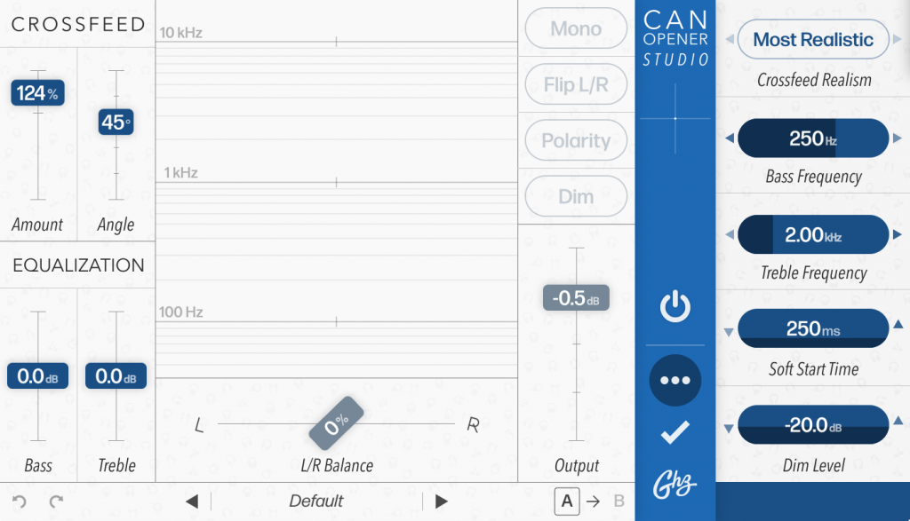 CanOpener cross-feed plugin for mixing and mastering in headphones