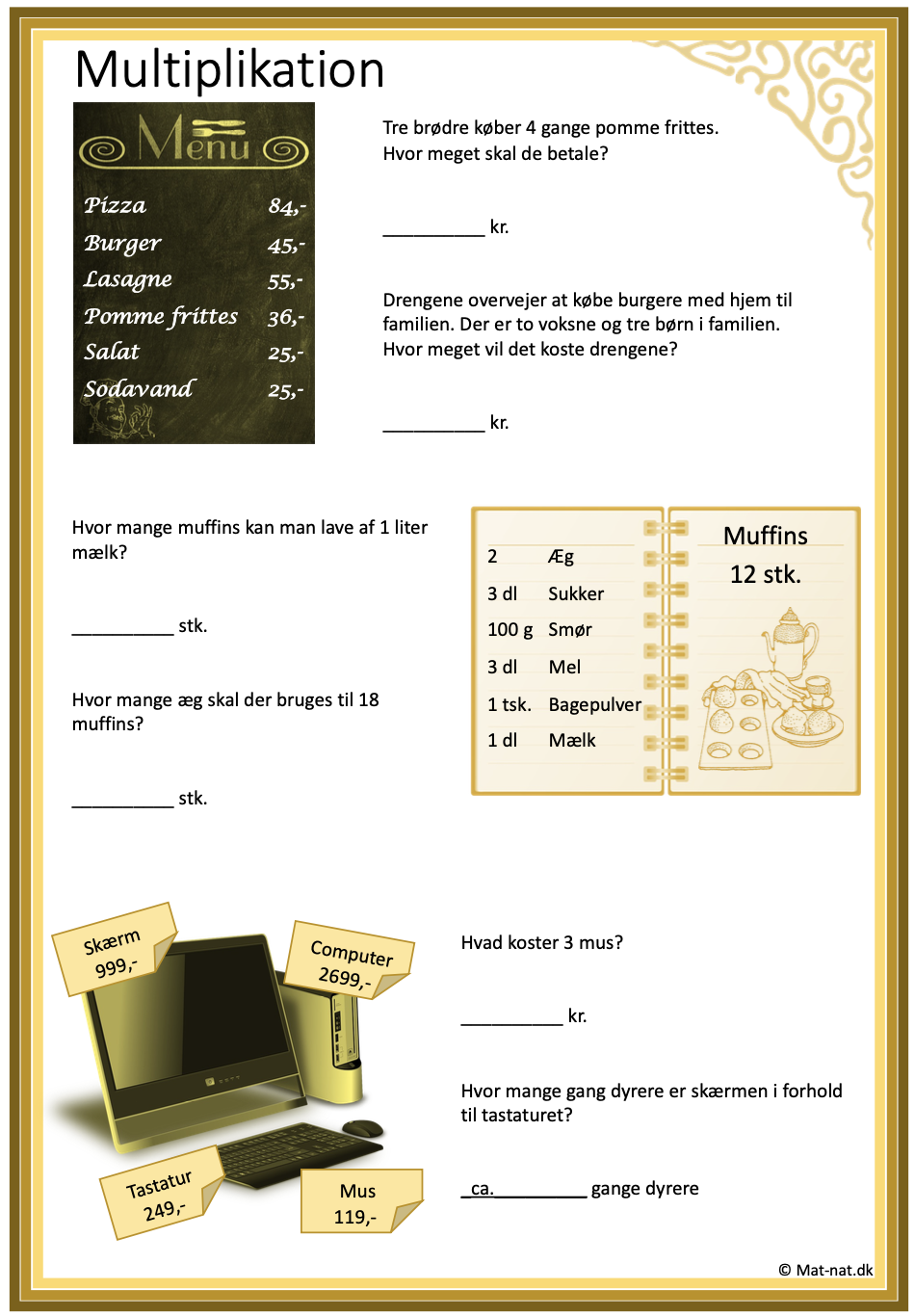 Multiplikation – tekstopgave 1