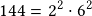 144=2^2\cdot6^2