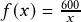 f(x)=\frac{600}{x}