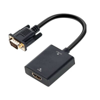Adaptateur HDMI vers VGA,  HDMI Femelle vers VGA mâle Compatible pour clé TV, Ordinateur, Ordinateur Portable (Uniquement de la Source HDMI au Moniteur/téléviseur VGA,  Non bidirectionnel)