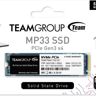 TEAMGROUP MP33 1TB 3D NAND TLC NVMe 1.3 PCIe Gen3x4 M.2 2280 Internal Solid State Drive SSD (Read/Write Speed up to 1,800/1,500 MB/s) Compatible with Laptop & PC Desktop TM8FP6001T0C101