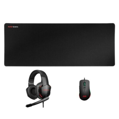 PACK GAMING SOURIS HUANO 9800 DPI RGB + CASQUE 7.1 SUPER BASS DE 50mm + ALFOMBRILLA XL MARS GAMING MCPRO