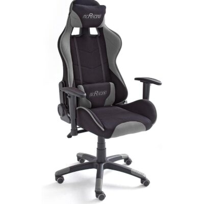 MC Racing Fauteuil de Gamer Tissu, Gris/Noir, 58 x 69 x 125 cm