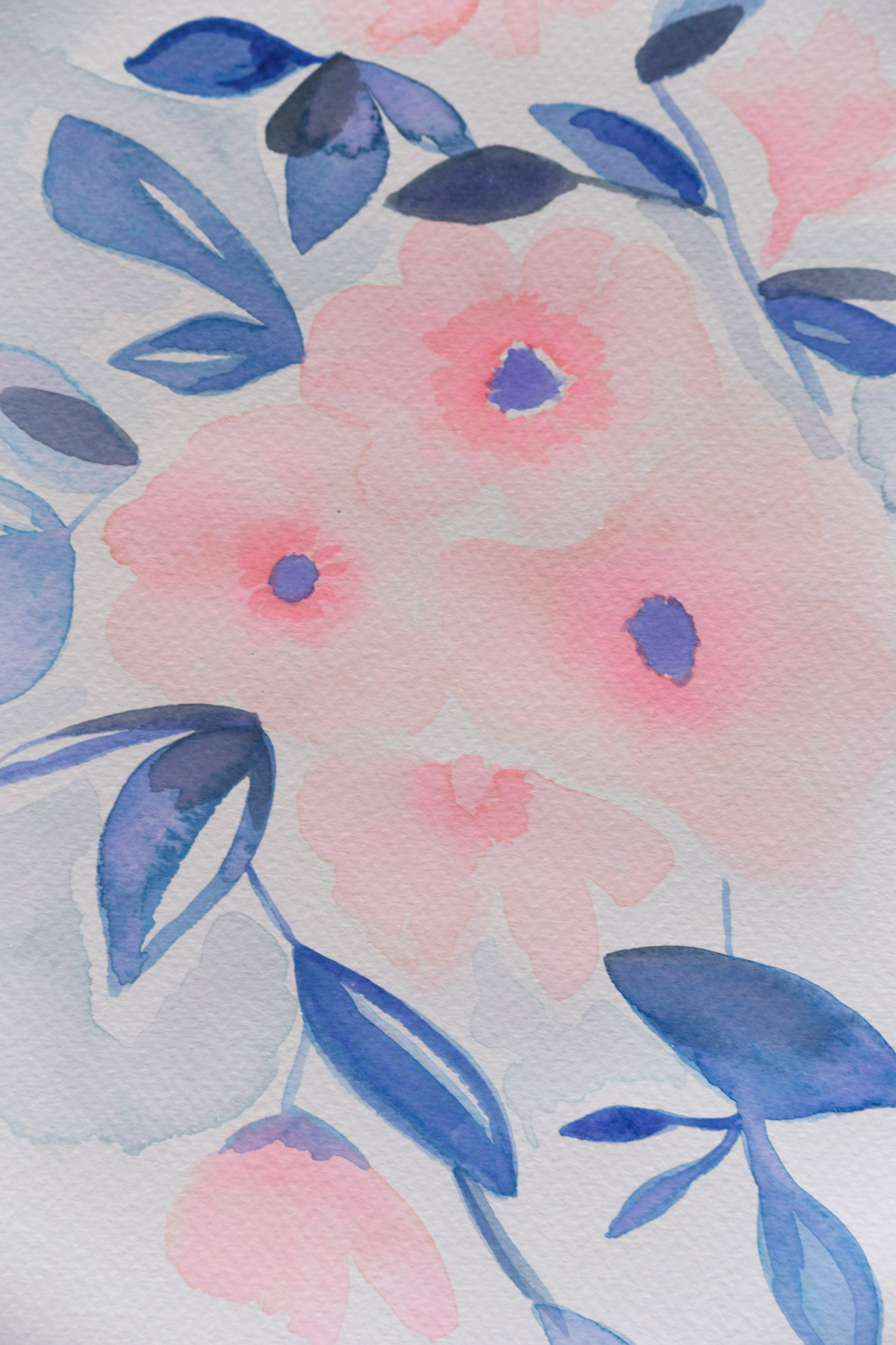 Motif floral, aquarelle réalisée par Mathilde Troussard