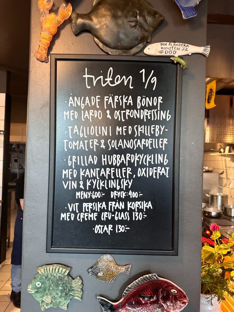 Menyn på Restaurang Triton - en överraskning!