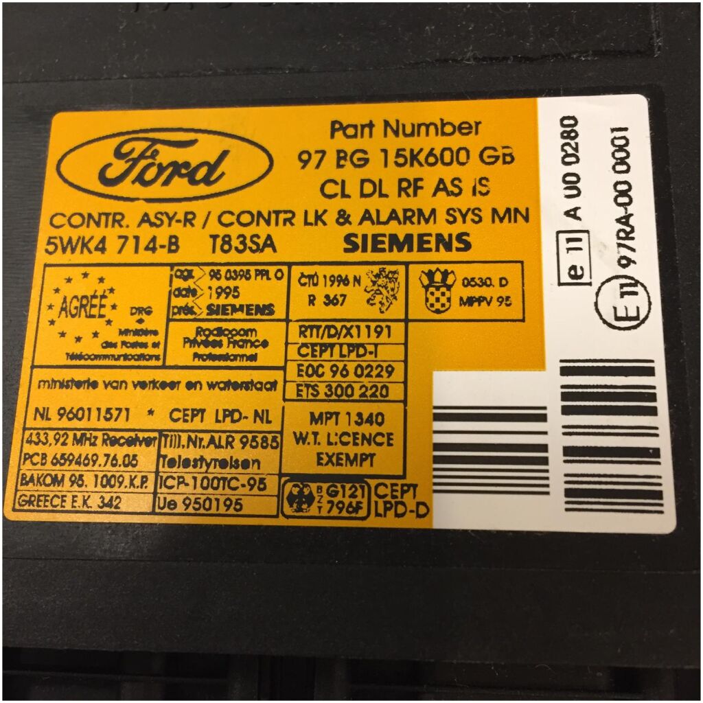 NOS MODUL BOX CENTRALLÅS MED ALARM , FORD MONDEO 1,6-2,5L 1996-98, FORD 1053372