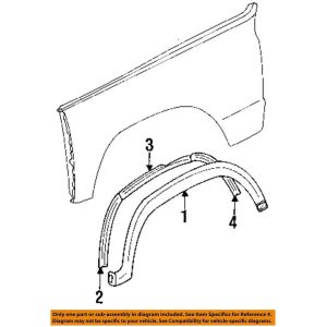 Hållare höger skärm bak Jeep Cherokee 1984-96, MOPAR 55003236 OEM NOS