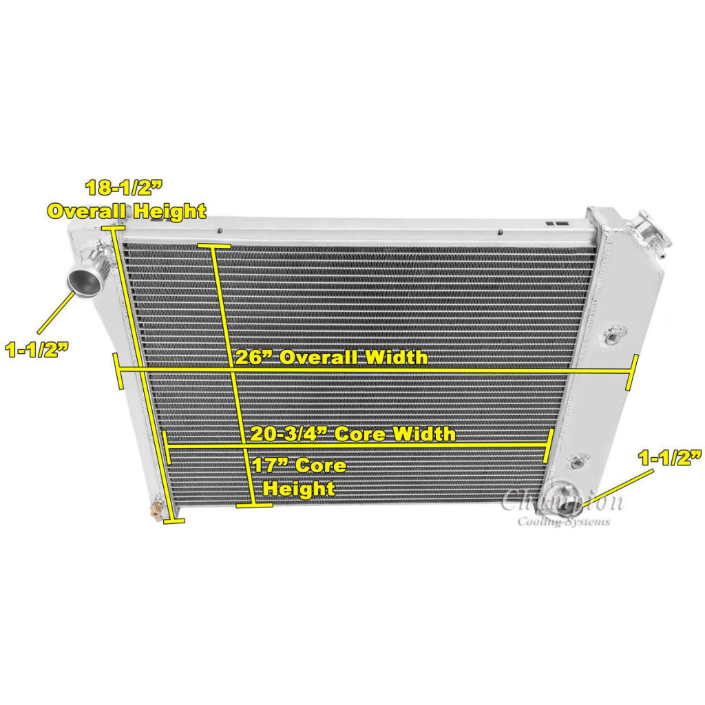 Aluminiumkylare 2 Radig Div Chevrolt Buick Olds Pontiac A , B & F body 1965-74