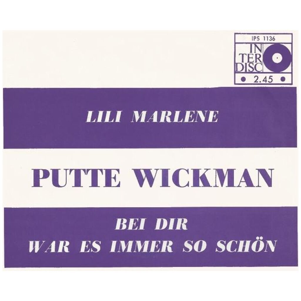 Putte Wickman - Lili Marlene (7, Single)