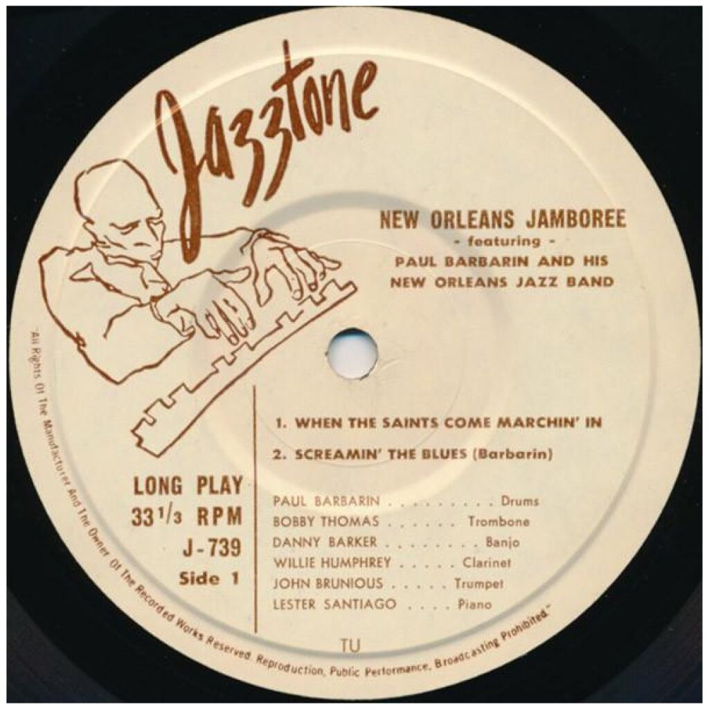 Paul Barbarin And His New Orleans Jazz Band* - New Orleans Jamboree (7, EP)