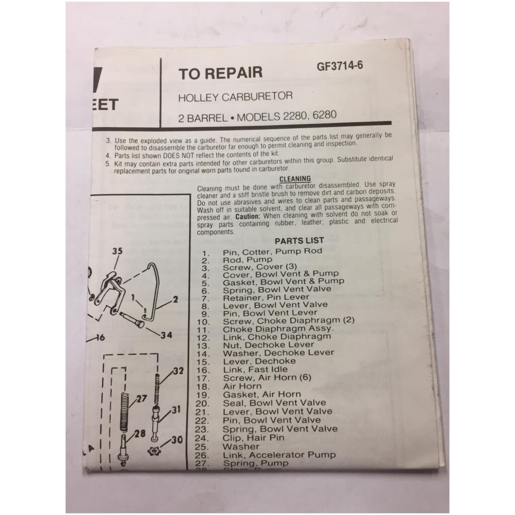 rep.sats Förgasare MOPAR 1962-87 Holley 2-ports , Standard Hygrade 1420A