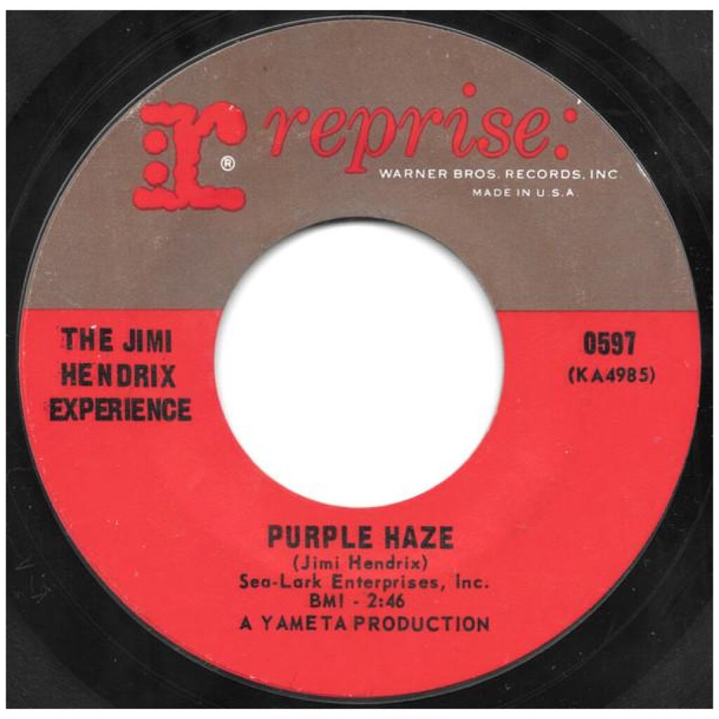 The Jimi Hendrix Experience - Purple Haze / The Wind Cries Mary (7, Single, Styrene, Ter)