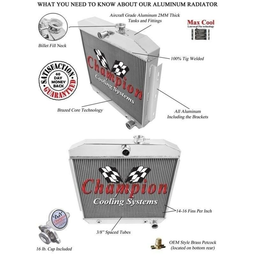 Aluminiumkylare 1955-57 Chevrolet (V8) 2 radig Champion CC5057