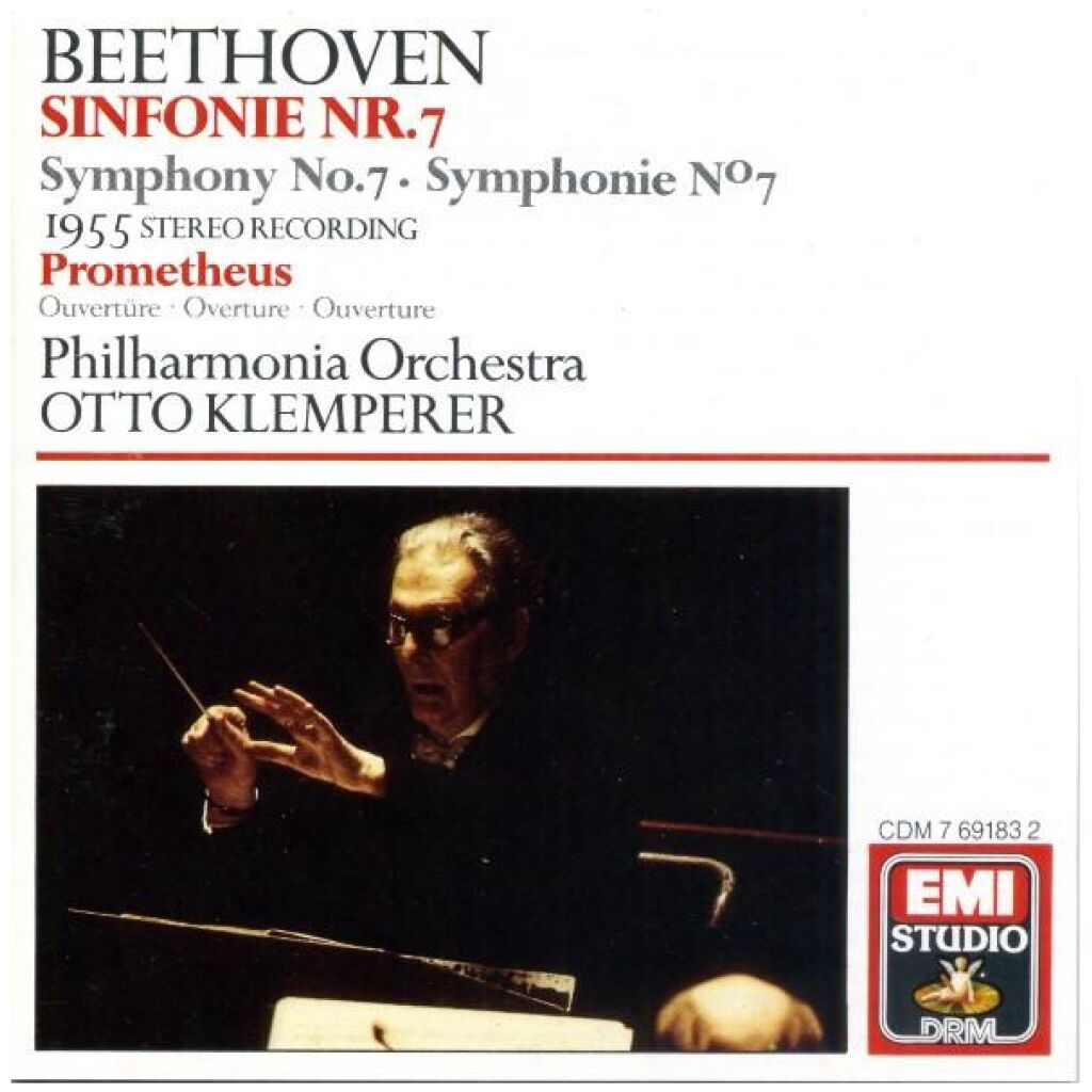 Beethoven* - Otto Klemperer, Philharmonia Orchestra - Sinfonie Nr. 7 (Symphony No. 7 - Symphonie No 7) / Prometheus Overtüre (Overture - Ouverture) (CD, RE, RM)