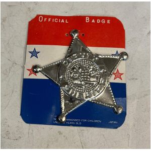 Sheriffstjärna polisbricka 8cm USA i plåt från 1950-talet