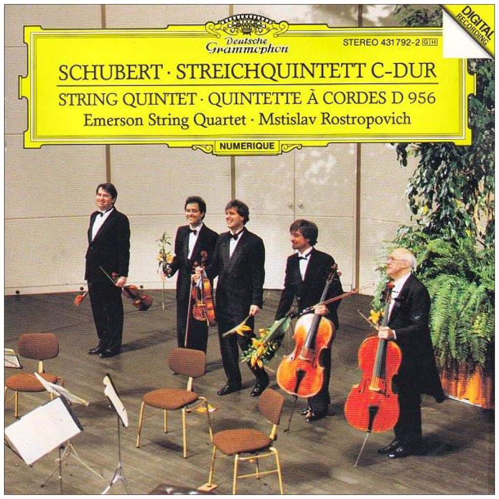 Schubert* - Emerson String Quartet ∙ Mstislav Rostropovich - Streichquintett C-Dur (String Quintet ∙ Quintette À Cordes) D. 956 (CD, Album, RE)