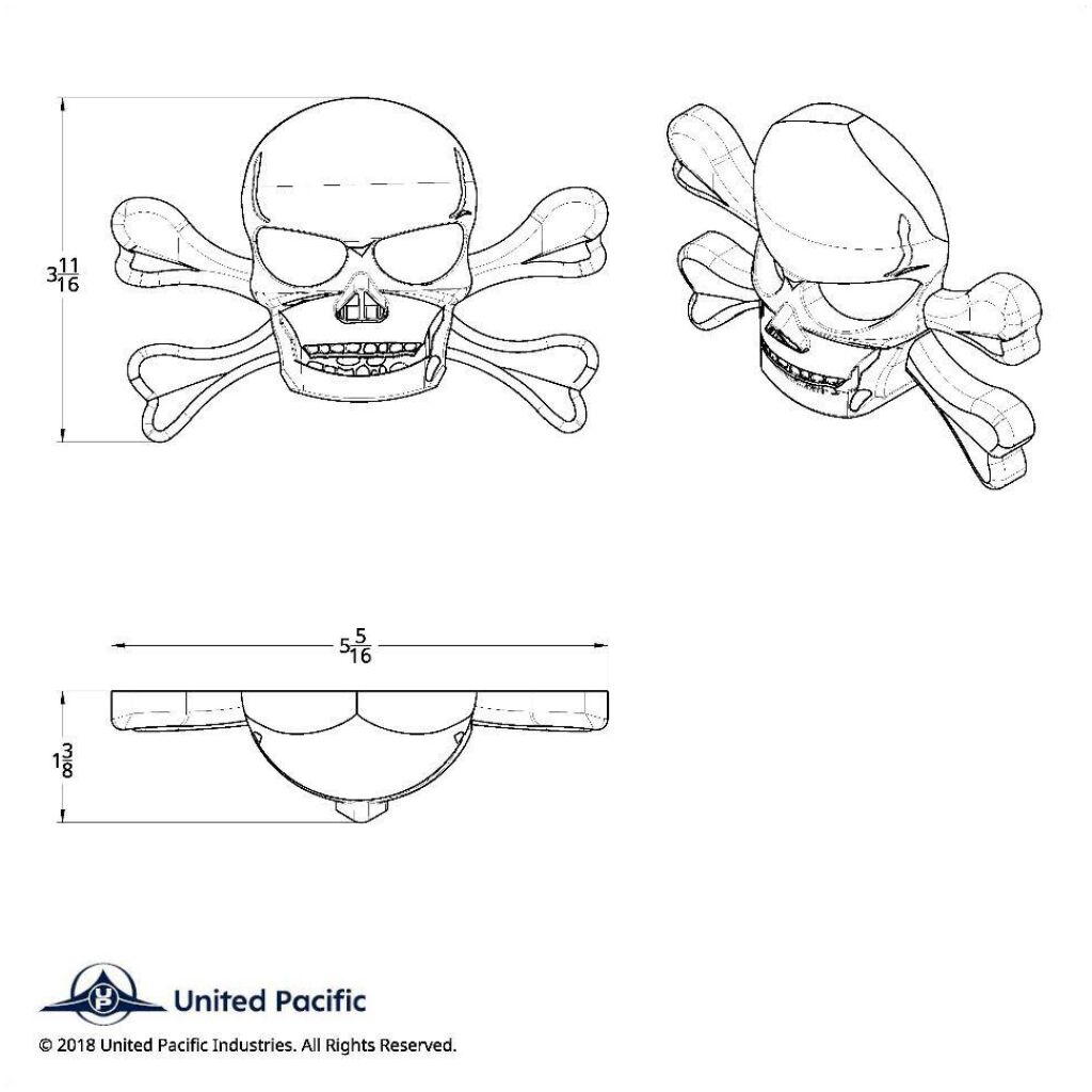 Chrome Skull Accent With Crossbones