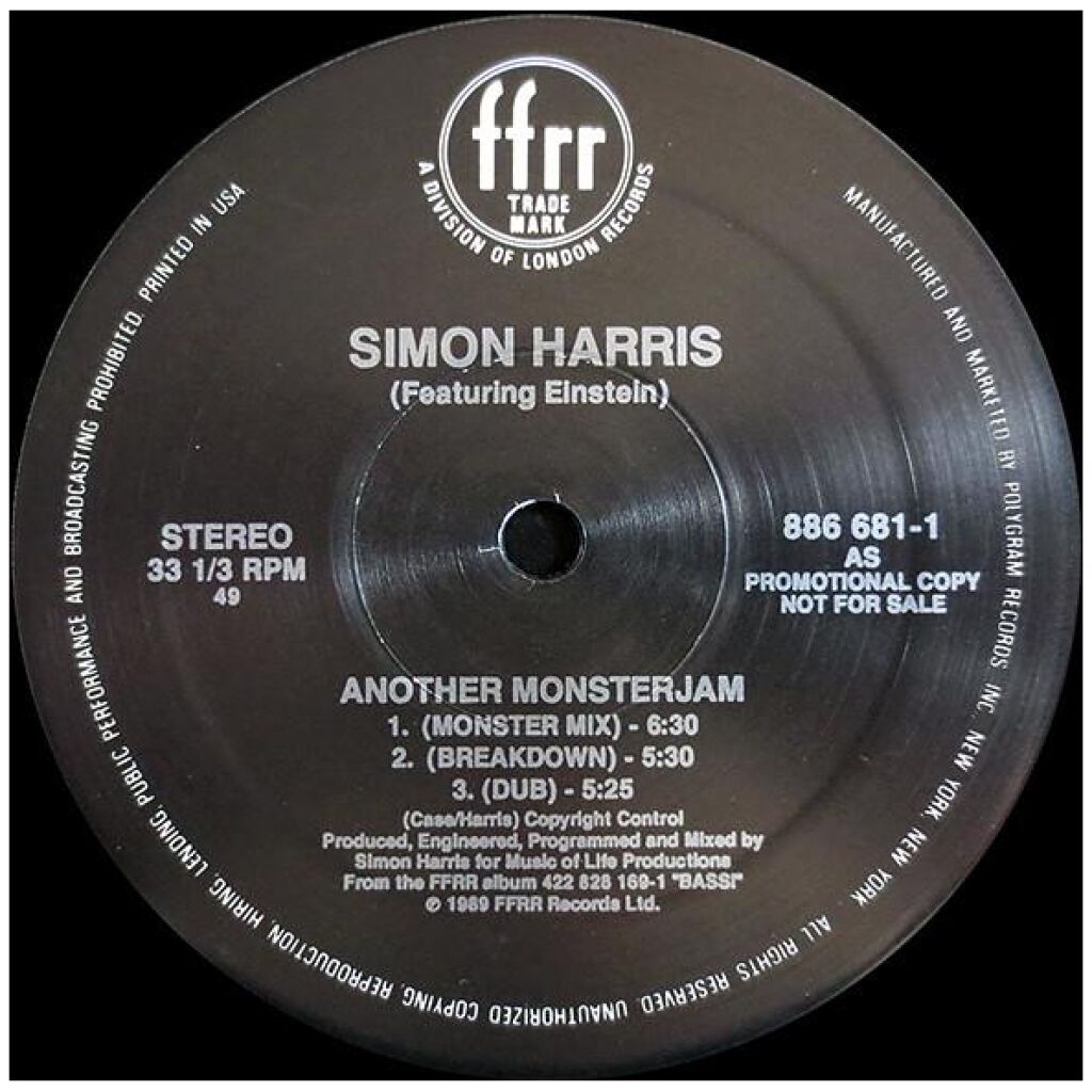 Simon Harris - Another Monster Jam / (Ive Got Your) Pleasure Control (12, Promo)