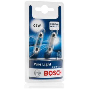 Bosch C5W Pure Light fordonslampor – 12 V 5 W SV8,5-8 – 2 stycken