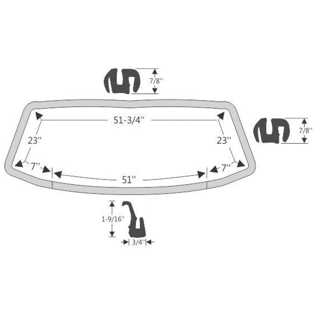 Framrutegummilist 1965-68 2dr 4dr ht sedan Chrysler Dodge Plymouth