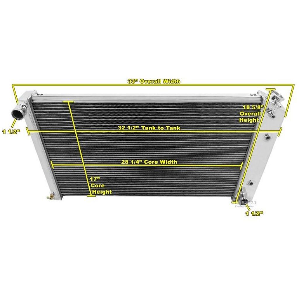 Aluminiumkylare 2 radig Chevrolet Buick Olds Pontiac Cadillac 1963-81 EC161