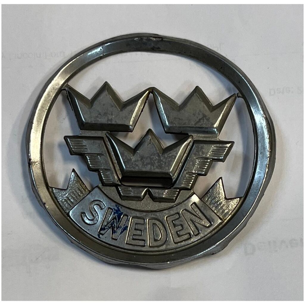 Grillemblem Tre Kronor Sweden Sverige i metall 7,5cm hög 8cm bred