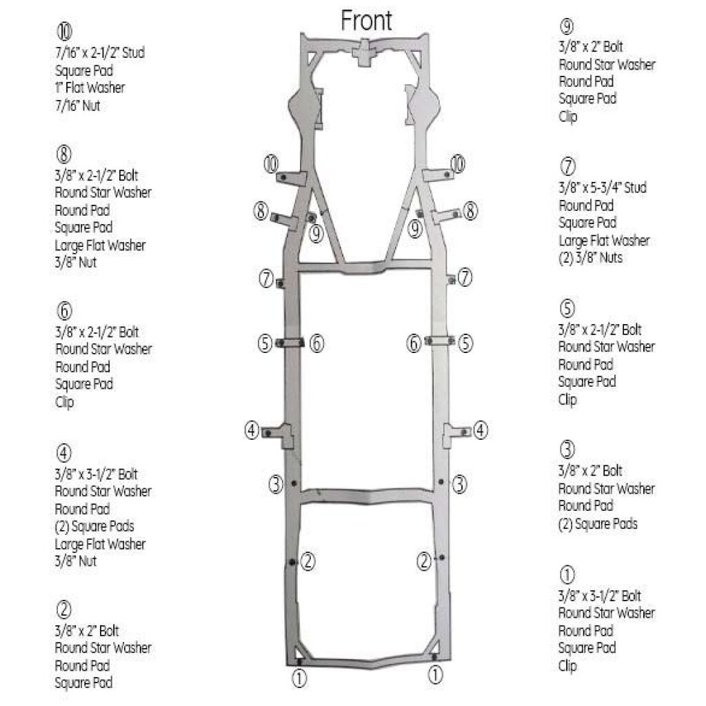 Gummisats Chassi till ram 1955-56 2dr 4dr sedan Ford