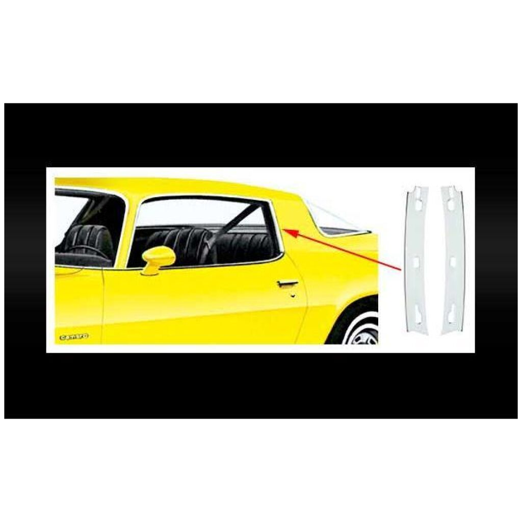 1970-81 Camaro, Firebird; Rear Roof Rail Window Trim Moldings ; Pair