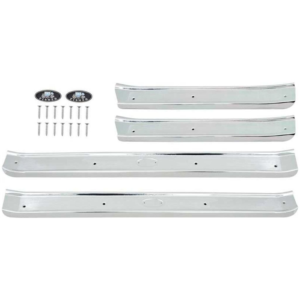 1961-64 Impala / Full Size Door Sill Plate Set; with 4-Door ; with Hardware