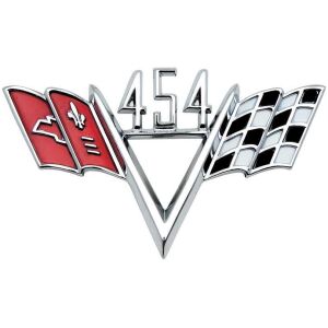 454 Crossed Flags; Front Fender Emblem; Each