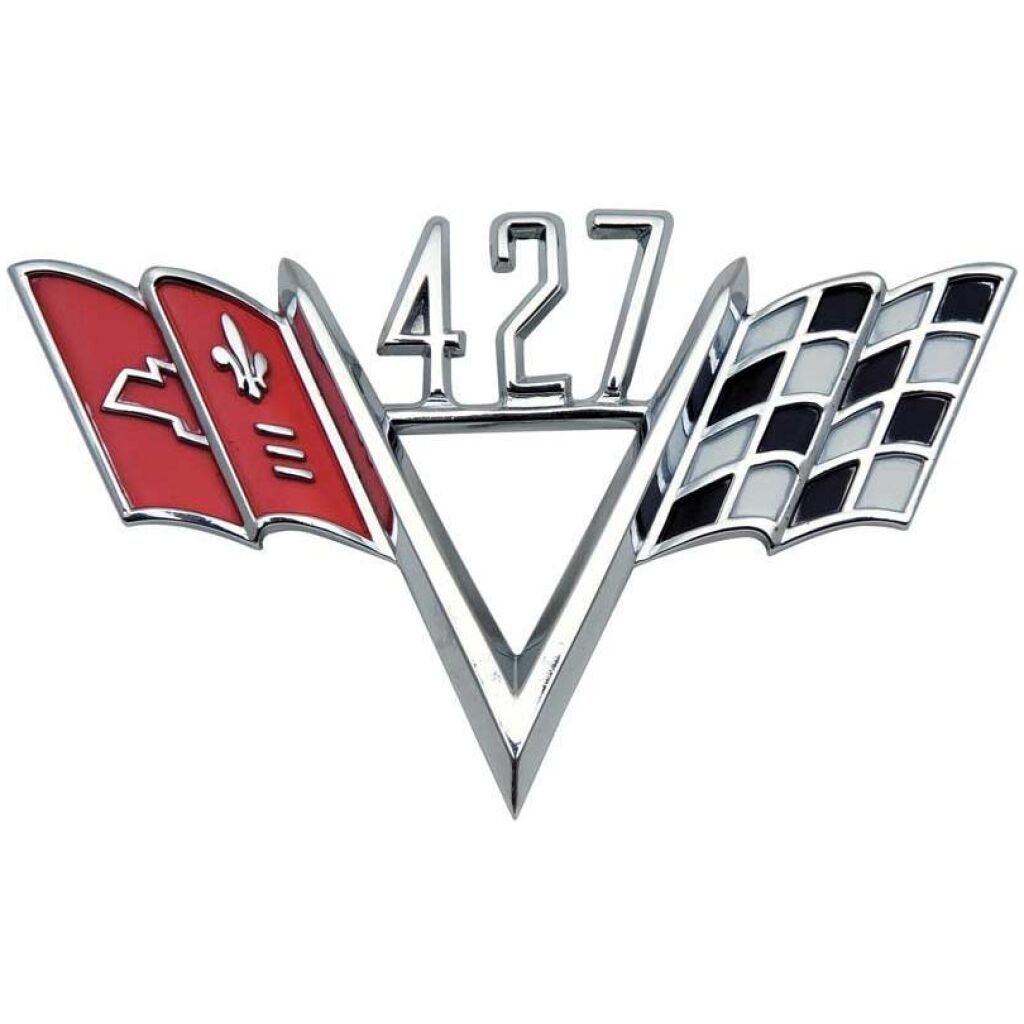 427 Crossed Flags; Front Fender Emblem; Each