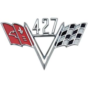 427 Crossed Flags; Front Fender Emblem; Each