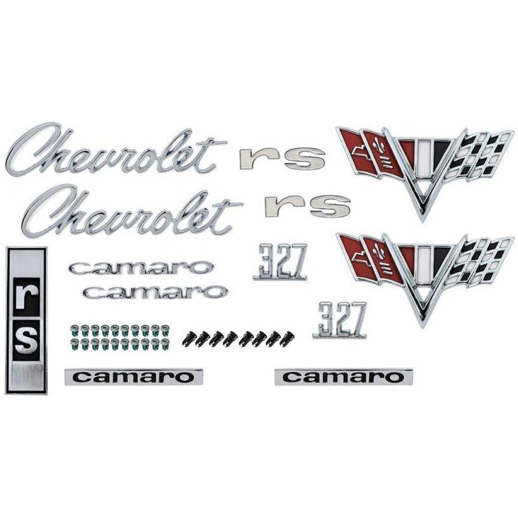 1967 Camaro Rally Sport; Exterior Emblem Kit; with 327 Engine