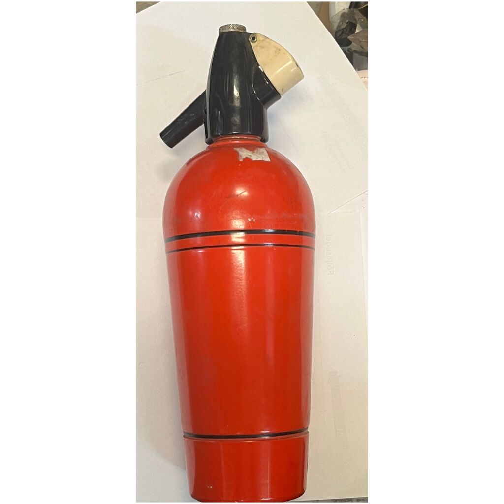 Kayser Austria röd soda sifon pump 50-tal vintage nr. 75066 ca 33cm hög