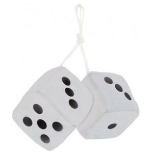 3" X 3" Classic Fuzzy Dice, White (Pair)