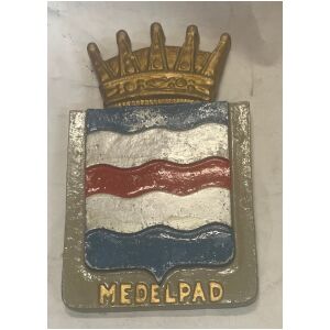 Medelpad vapensköld landskapssköld gjutmetall med 1 ögla baktill, ca 16x10cm