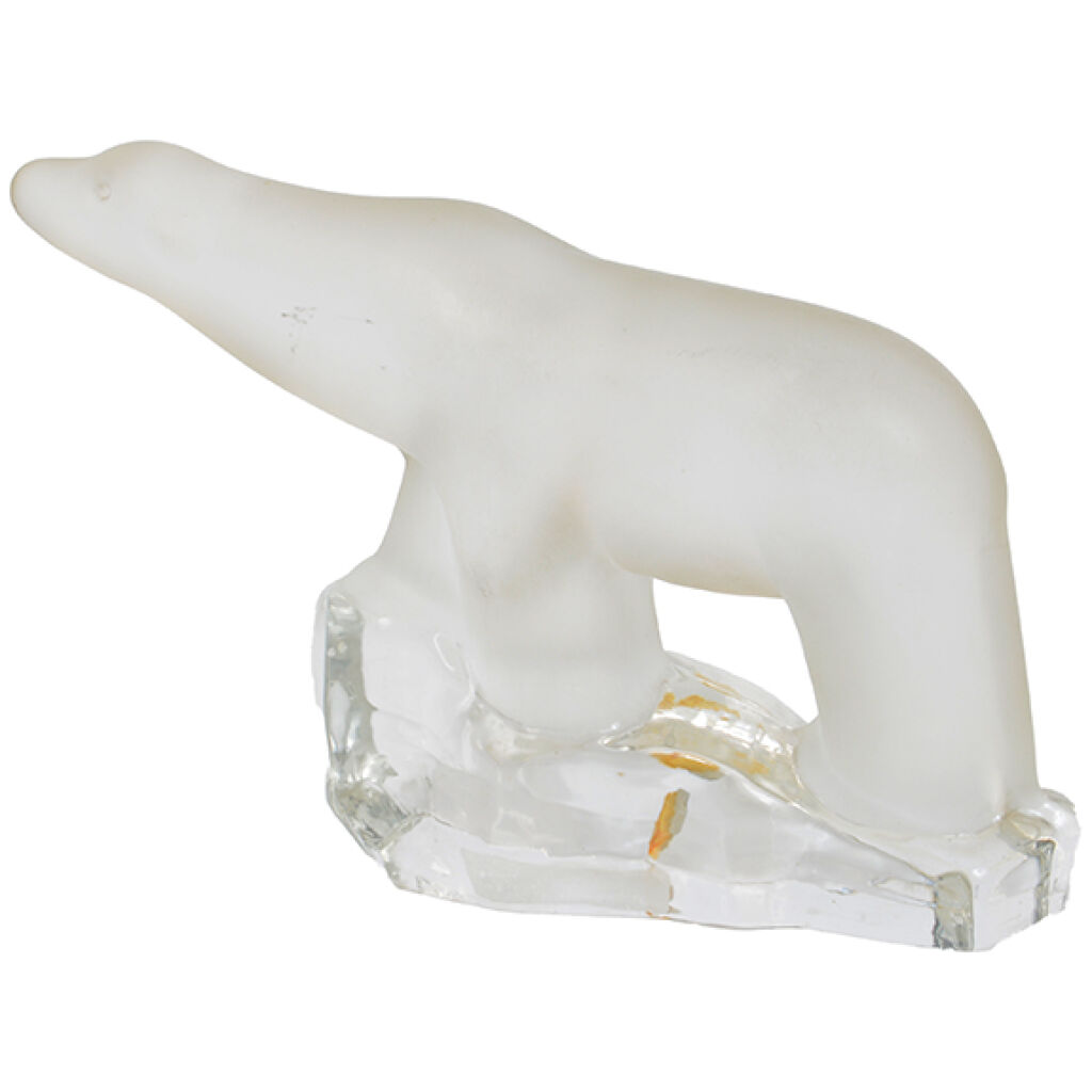 Vacker Isbjörn i frostat glas från Rejmyre , Tyko Axelsson 60 - 70 talet