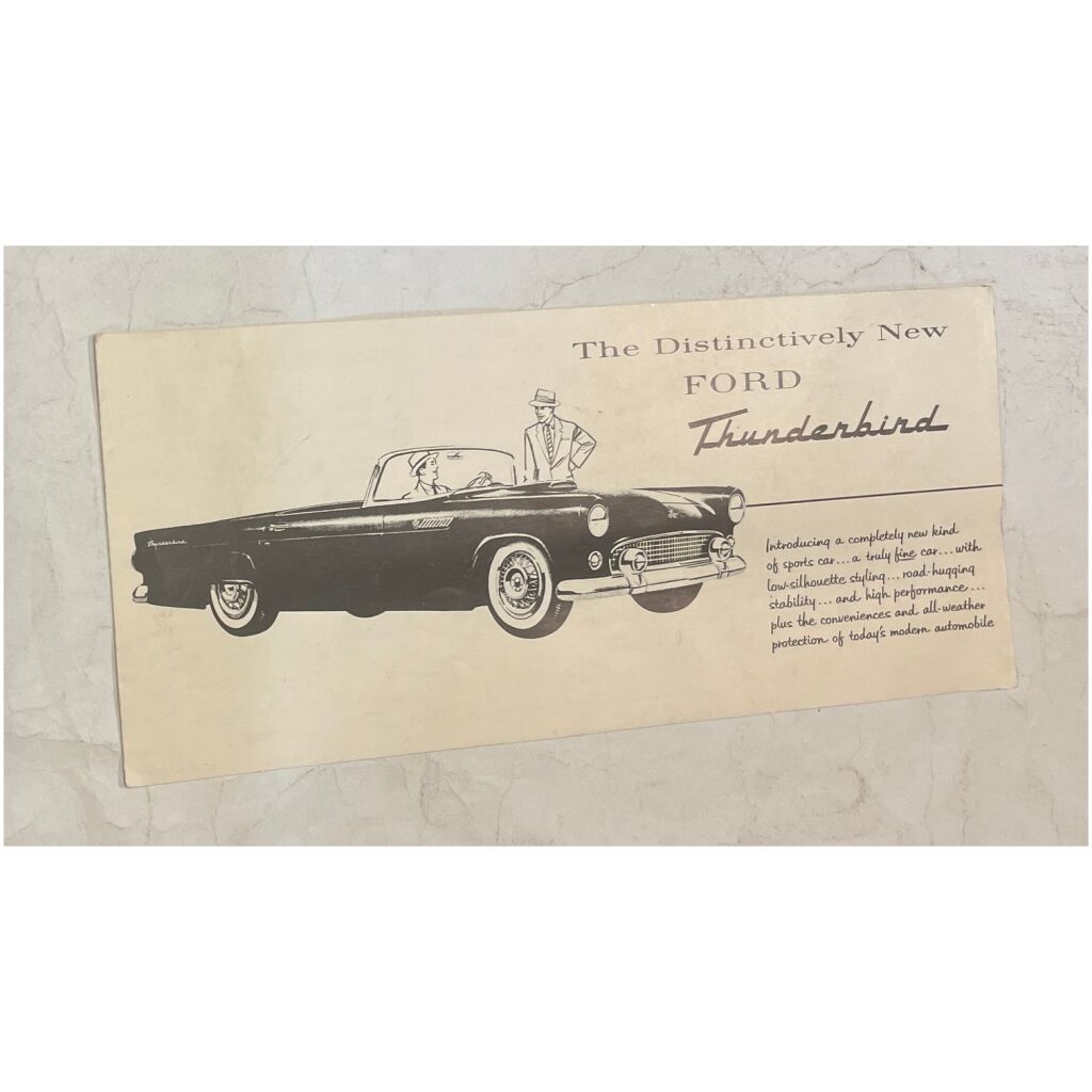 Ovanlig försäljningsbroschyr 30x13,5cm Ford Thunderbird 1954 6 sidor