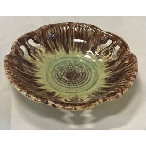 Uppläggningsfat keramik 27cm dia x 7cm hög med rinnande glasyr , Germany Jasba