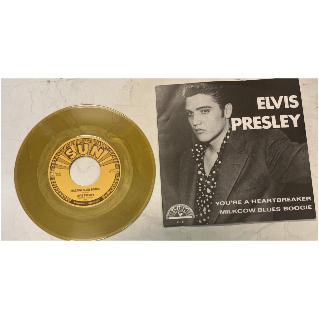 Elvis Presley Sun Records 215 7" singel nyutgivning Heartbreaker / Milkcow