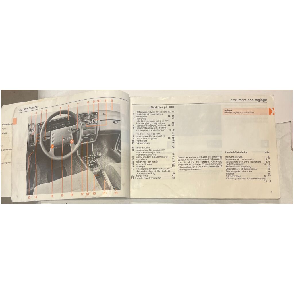 Instruktionsbok Volvo 340 / 360 1987 108 sidor